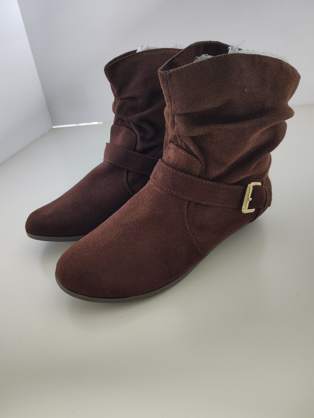 Rampage Bielson Brown Faux Suede Slouch Ankle Boots Women's Size 7.5 M